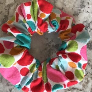 Polkadot red pink lime turquoise hair scrunchie